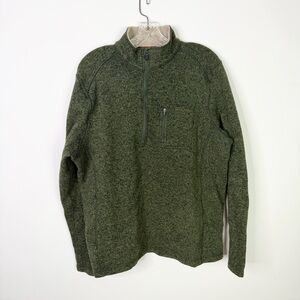 Y2K Woolrich Men’s Half Zip Fleece Sweater Green Large Pull Over Long Sleeve